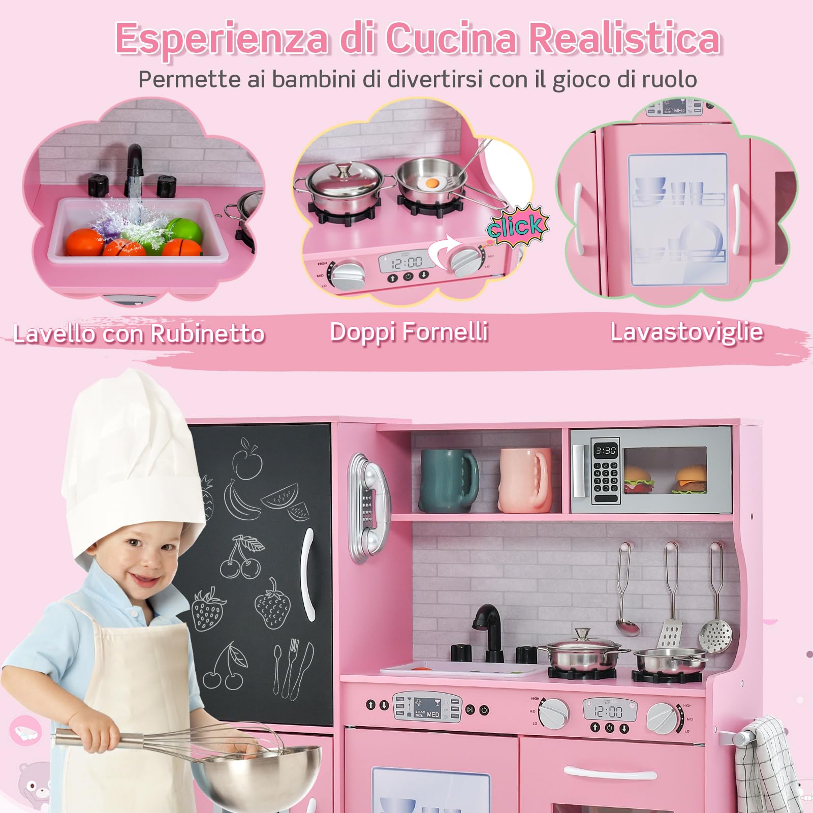 Pentole Giocattolo Tiny Land Cucina Legno Bambina AIYAPLAY Cucina