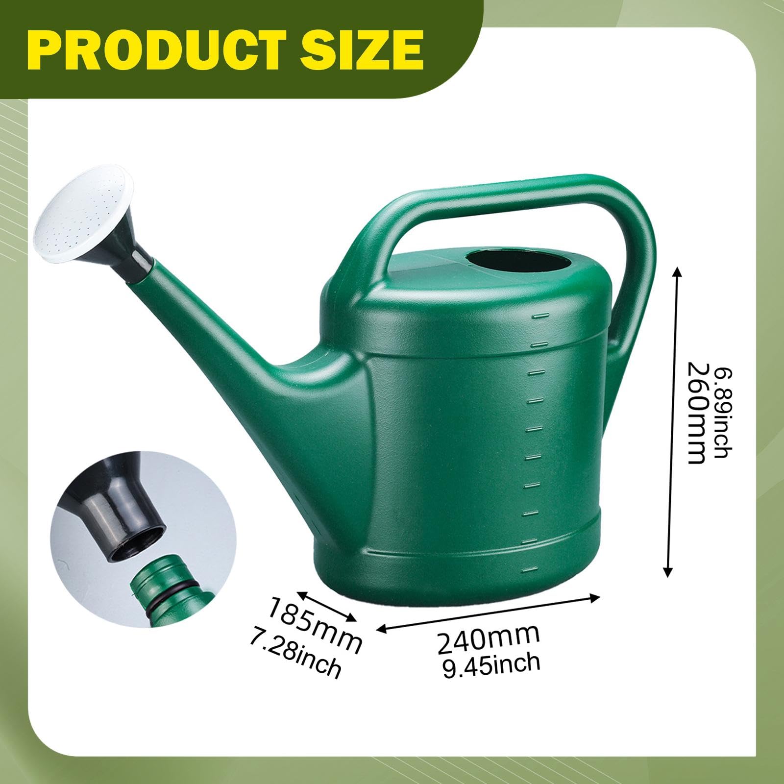 Gartengießkanne Ergonomisch, 2L Gießkanne für Innen & Außen, Bewässerungskanne aus Kunststoff für Rasen, Pflanzen, Gemüse- 10l