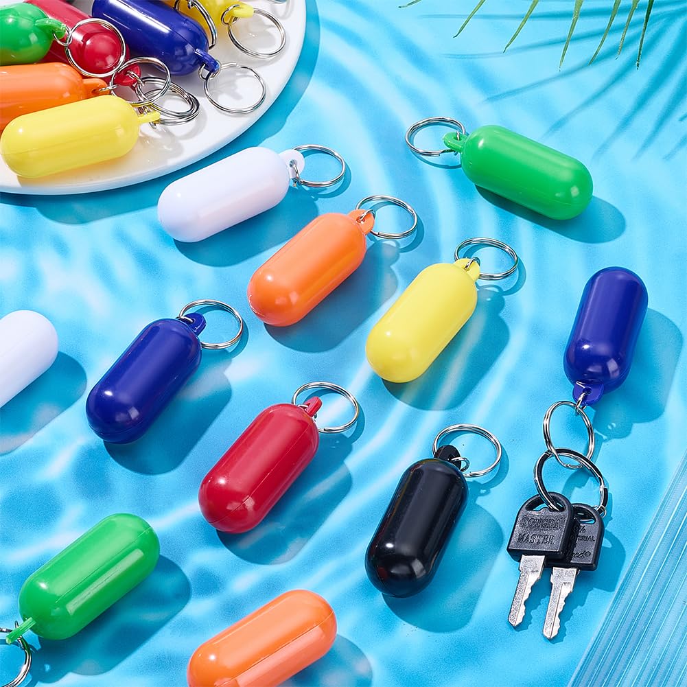 WEBEEDY 21 Stück schwimmende Schlüsselanhänger für Boote, 7 Farben, ovale schwimmende Schlüsselanhänger, wasserdichtes Angelzubehör für Boote, Schwimmbäder, Dekoration im Freien, Weihnachtsdekoration
