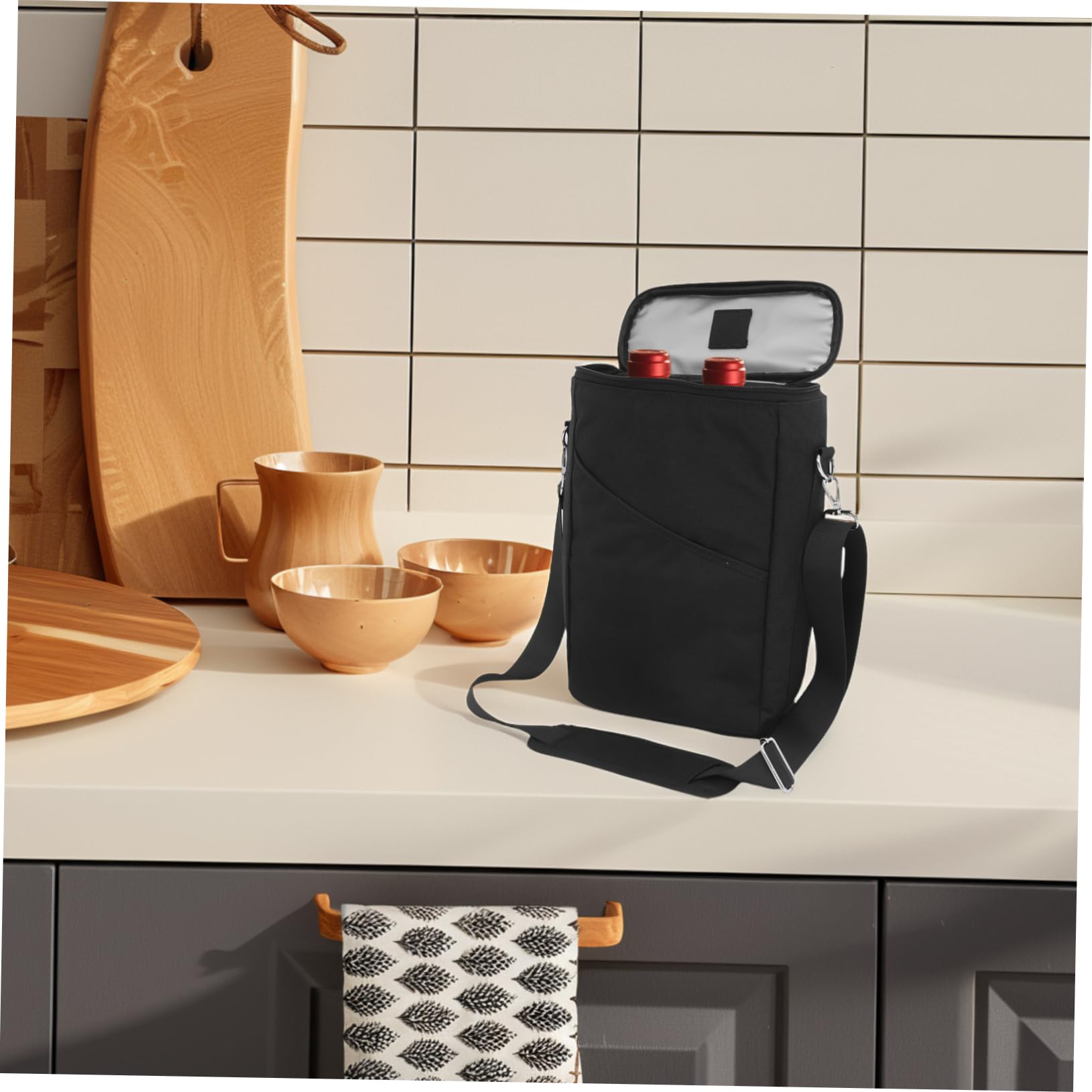 Bolsa Enfriadora De Vino Para Viajes Portabotellas Hermético Con Correa Ajustable Bolsa Térmica Para Almacenamiento De Copas De Vino