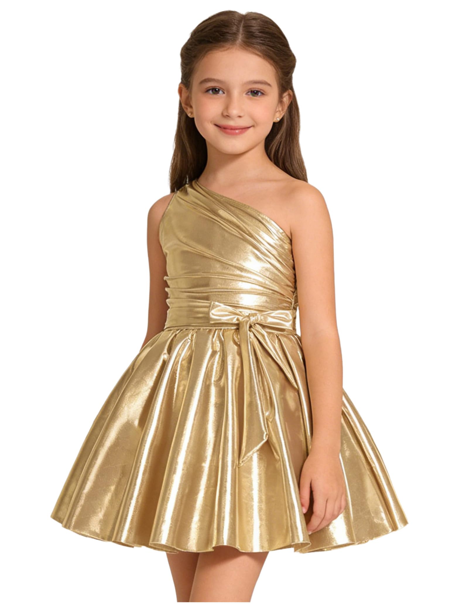 Vestido metálico para niña, vestido brillante, moderno, jazz, ocio, ceremonia, formal, fiesta, disfraz