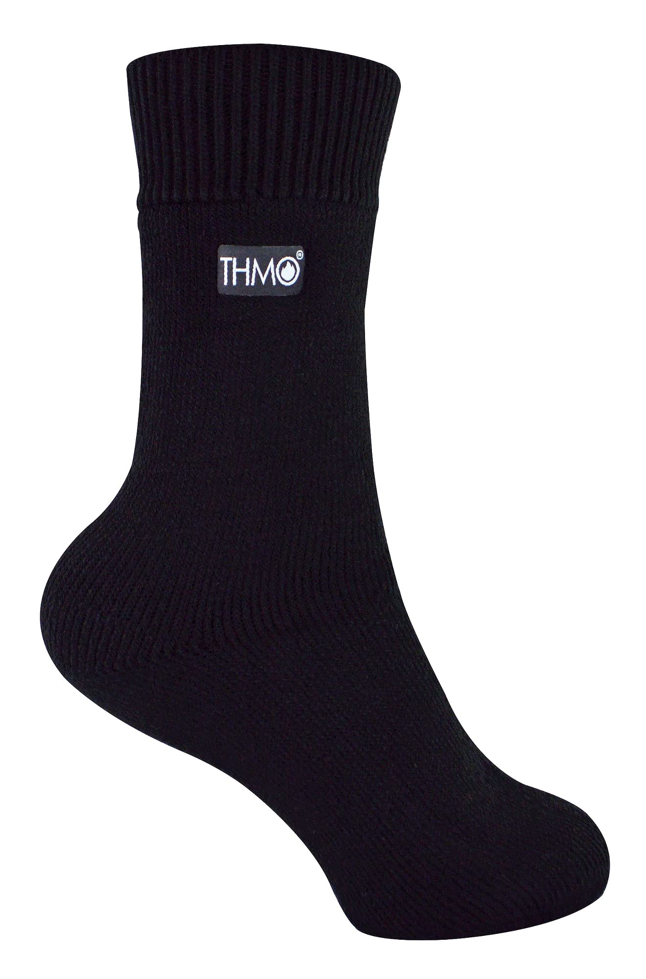 THMO Kids Thermal Socks for Winter Fleece Lined Soft Crew Warm Socks (7-10 Years, Black)
