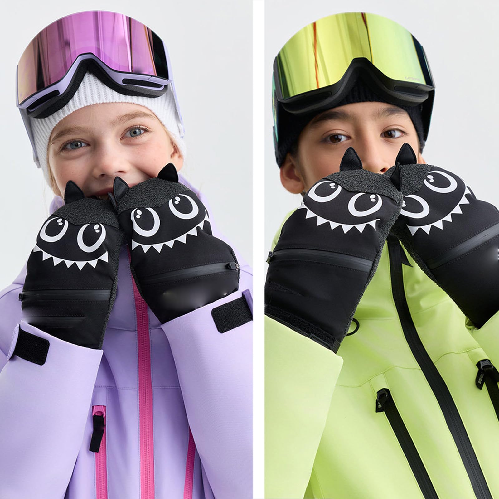 Guanti Invernali per Bambini, Guanti da Sci per Bambini, Impermeabili, per Genitori e Figli, attività all'aperto, Ragazzi e Ragazze,XXS (Fit 6~8 Years)