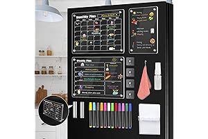 3 Pcs Crystal Clear Acrylic Fridge, Monthly, Weekly & Blank Board Calendar...