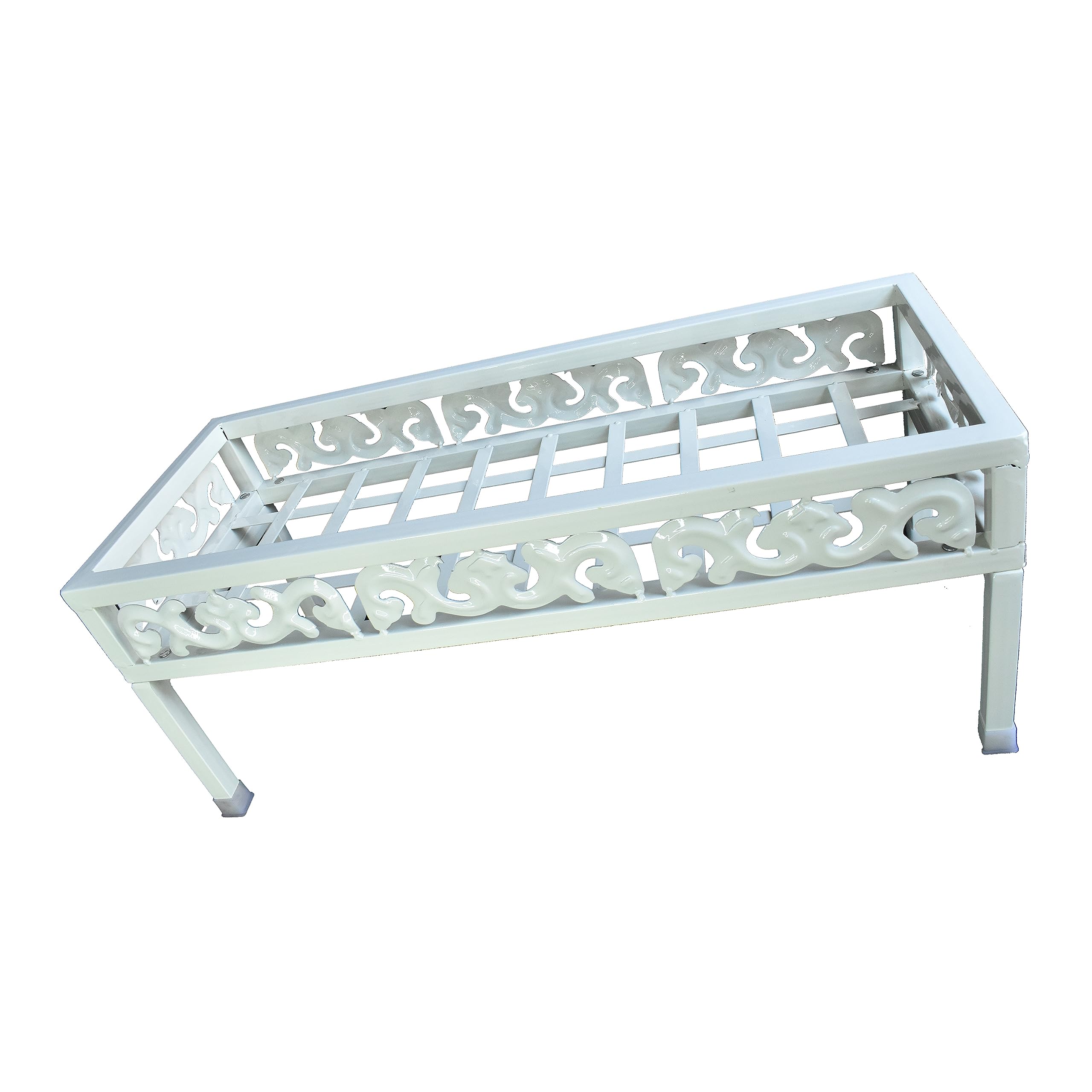 NAYAB Heavy Duty Planter Single Pot Plant Stand Rack Floor Iron Planter for Corner Garden Balcony Indoor and Outdoor (Ivory - Rectangle) (B089G439JH) Amazon Price History, Amazon Price Tracker