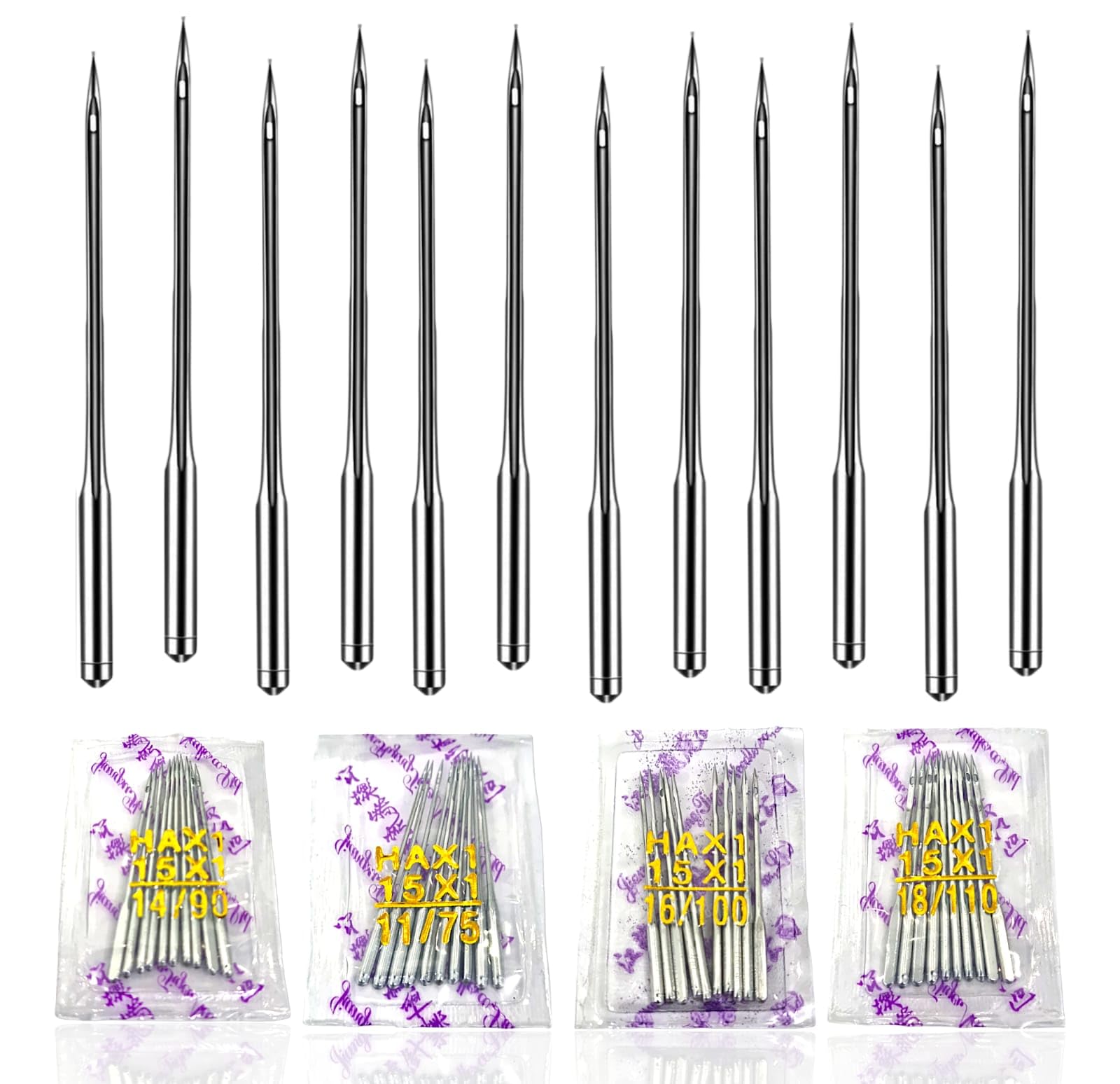 RIANZ Pack of 40 Flying Needles Set for Automatic Sewing Machines - 10 Pieces Each: 11, 14, 16, 18 Number | Compatible with Singer, Usha, Brother, and More