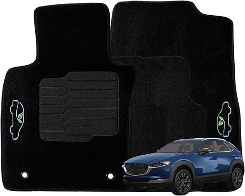 Miniatura 6 de ecoMats - Alfombrillas compatibles con Mazda 3 HatchSedan y Mazda CX-30 2019 a 2024, delanteras y traseras, color negro, con cerraduras de seguridad