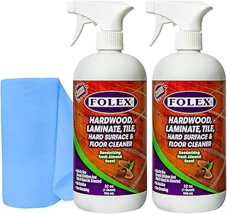 FOLEX Hardwood, Laminate, Tile, Hard Surface & Floor Cleaner with Reusable Cleaning Cloth, Fresh Almond Scent, Residue and Streak Free - 2 Pack