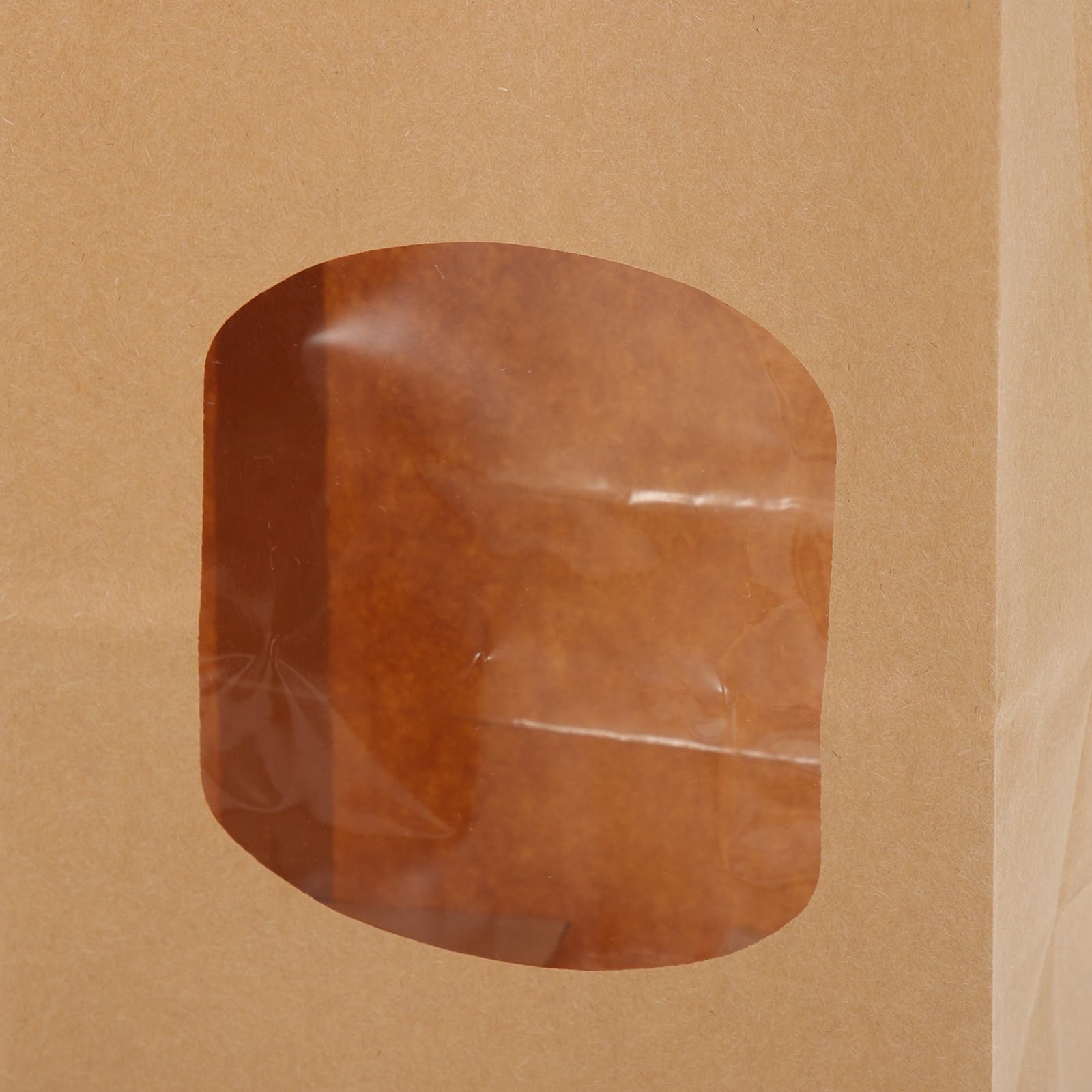 ARTIBETTER Paquet en Papier Kraft Fenêtre Transparente, Lot de 100 Sachets à Biscuits et Snacks, Paquet D’emballage Anti-graisse Auto-adhésifs pour Fêtes et Pâtisseries, Format Petit