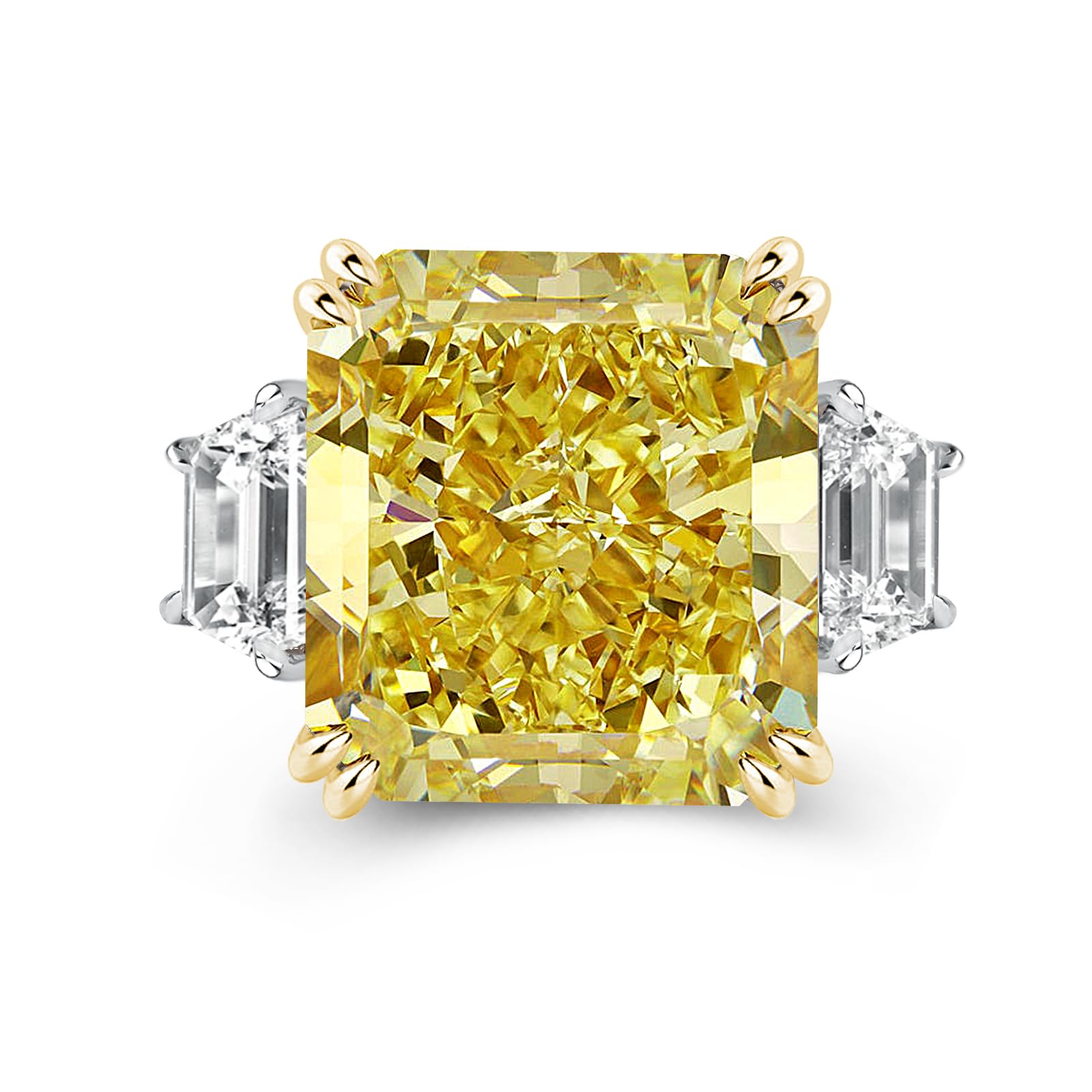 Effinny 10ct Luxurious Crushed Ice Radiant Cut Three Stone Engagement Ring,Big CZ Cubic Zirconia 925 Sterling Silver Promise Ring for Wedding,Daily,