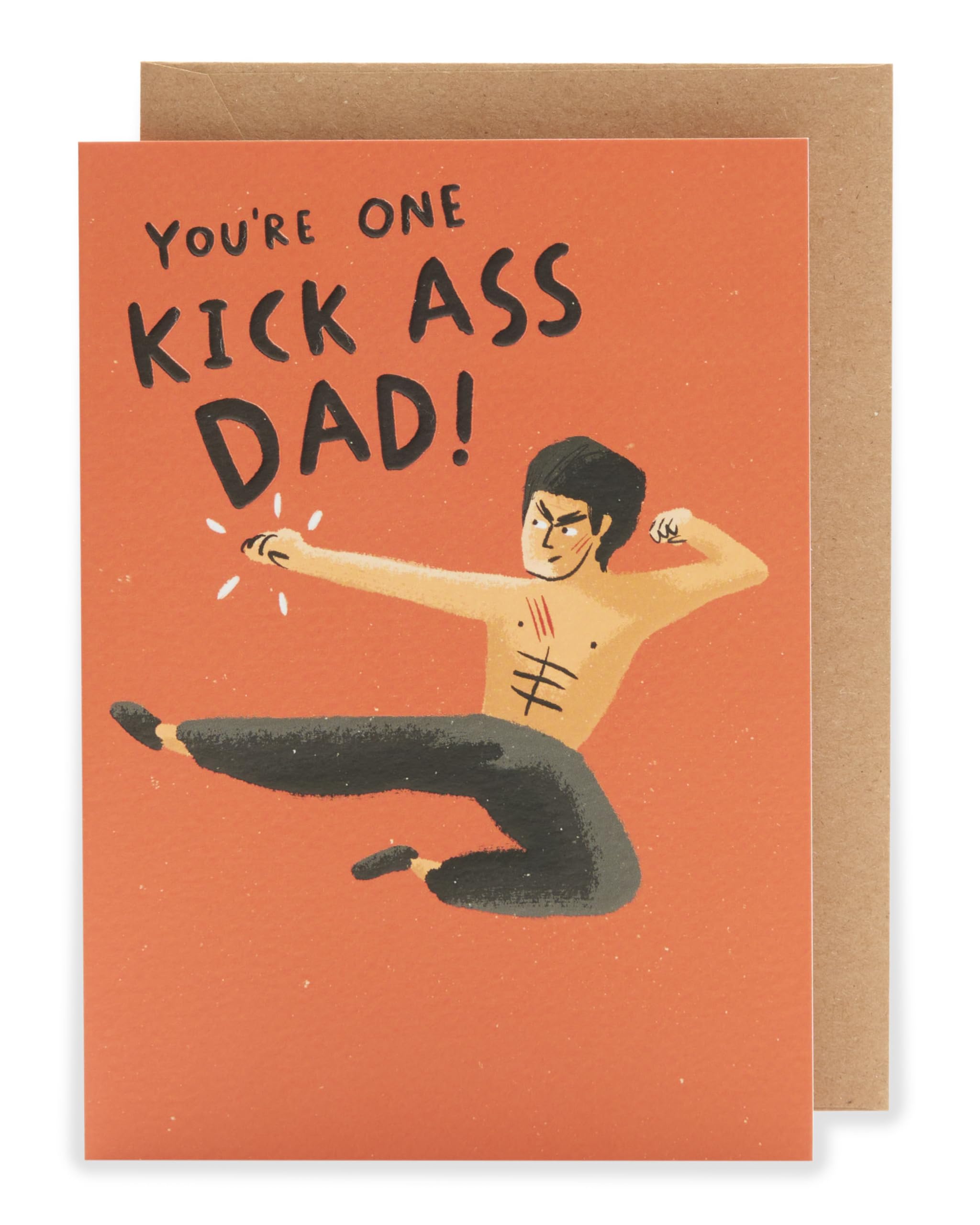 Kindred | Father's Day Card | Card for Dad, Grandad, Husband | Him, Boys, Men | Kick Ass Dad Design | With Envelope | 12.7 x 12.7 cm