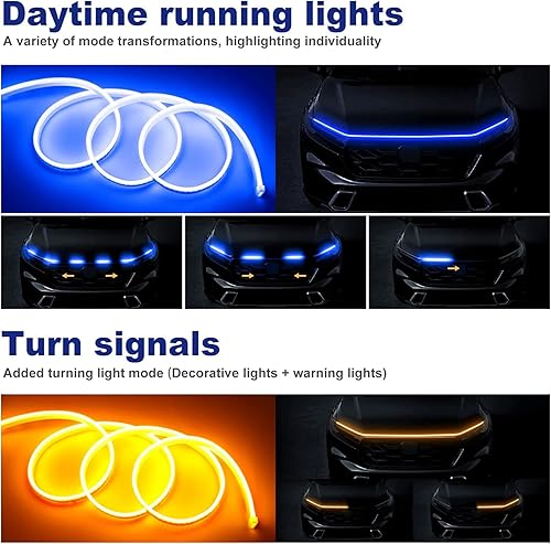 Miniatura 5 de Tira de luz LED cortable para debajo del capó, tira de luz LED para motor automotriz, guía de luz giratoria, impermeable, IP66, accesorios de