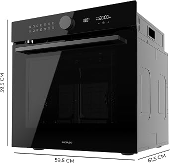 Cecotec Pyrolytic Integrated Oven -73L Bolero Hexa P516000 Glass Black. 3250W, 14 Functions, Dual Display, Pizza and Airfryer Master, Cooling Fan, Fast Preheating, Defrost Mode, Convection [Energy Class A]