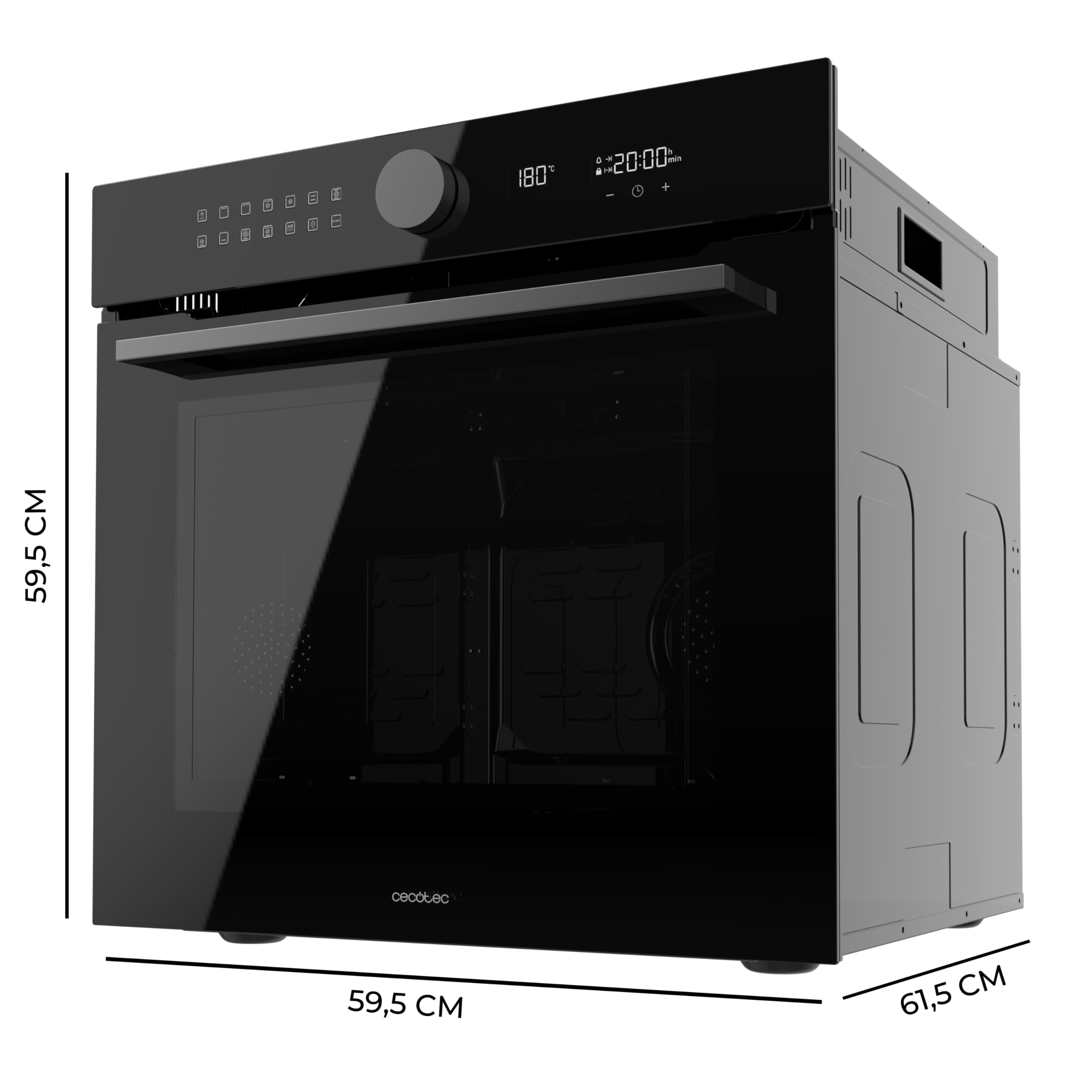 Cecotec Bolero Hexa P516000 Einbau-Backofen Pyrolyse 73L 3250W 14 Funktionen Dual Display Schwarz