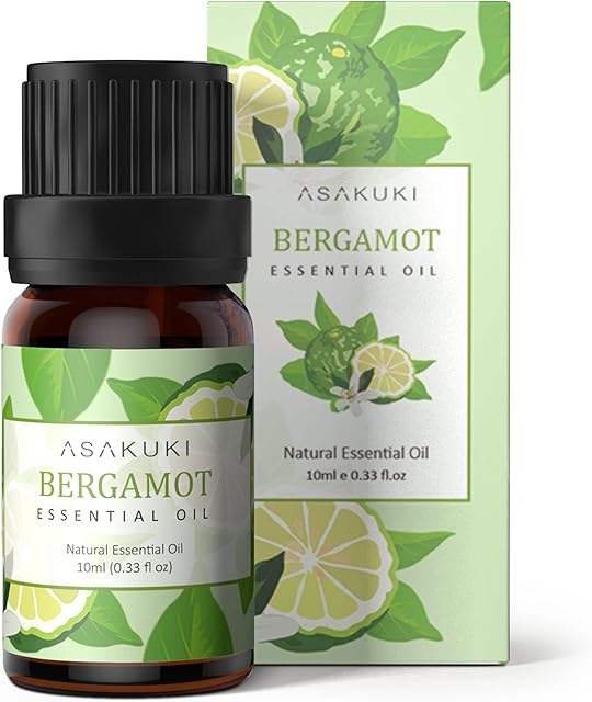 ASAKUKI Bergamot Essential Oil 10ml for Diffusers, Home, Candle&Soap Making, Therapeutic-Grade Aromatherapy Essential Oil, 100% Natural Aromatherapy Oil for Lift Moods, Skin Care, Relieve Pain
