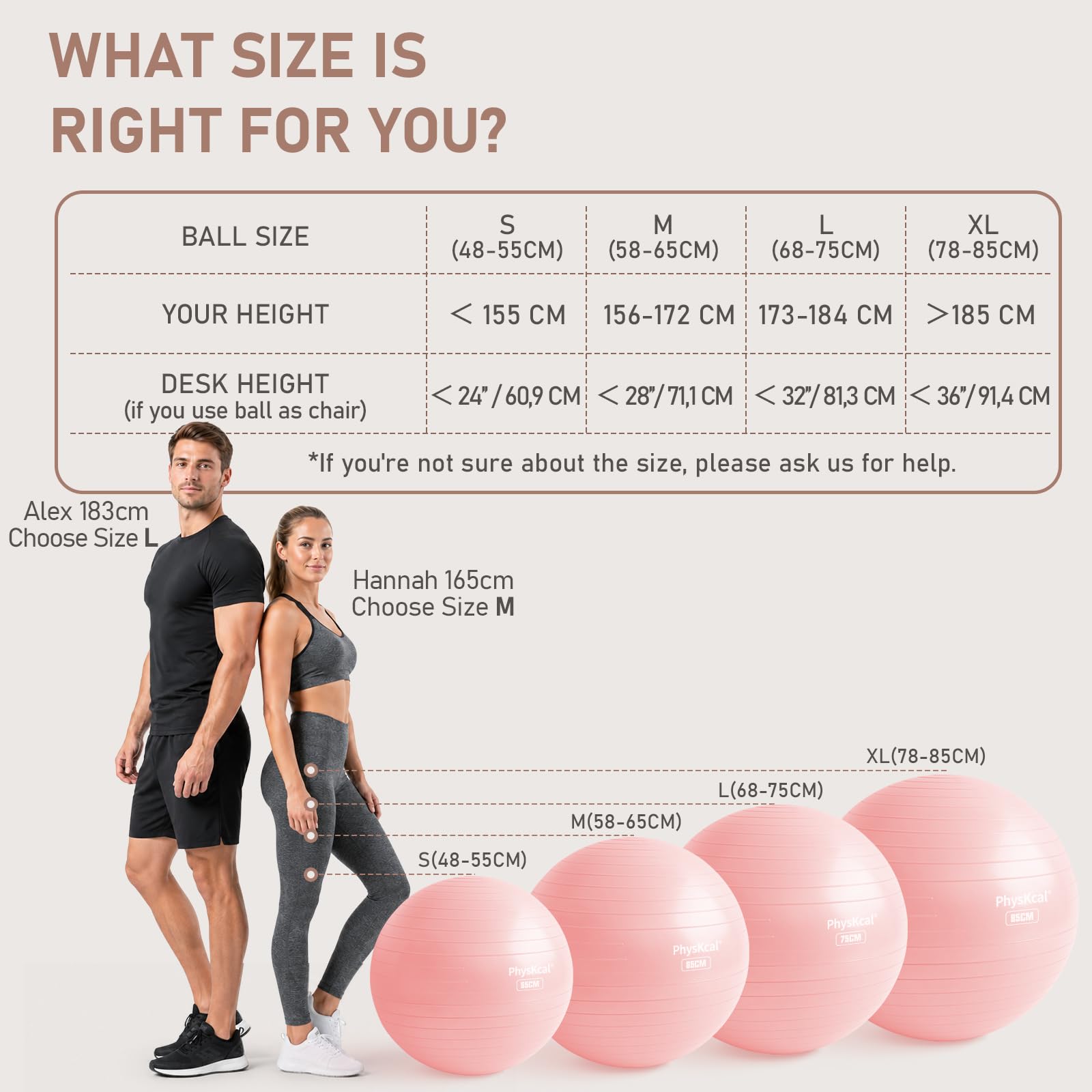 PhysKcal Gymnastikball und 23 cm Pilatesball Set, Anti Burst Gymnastikball, Anti-Rutsch-Sitzball, Balanceball, Yogaball für Zuhause, Fitnessstudio und Büro