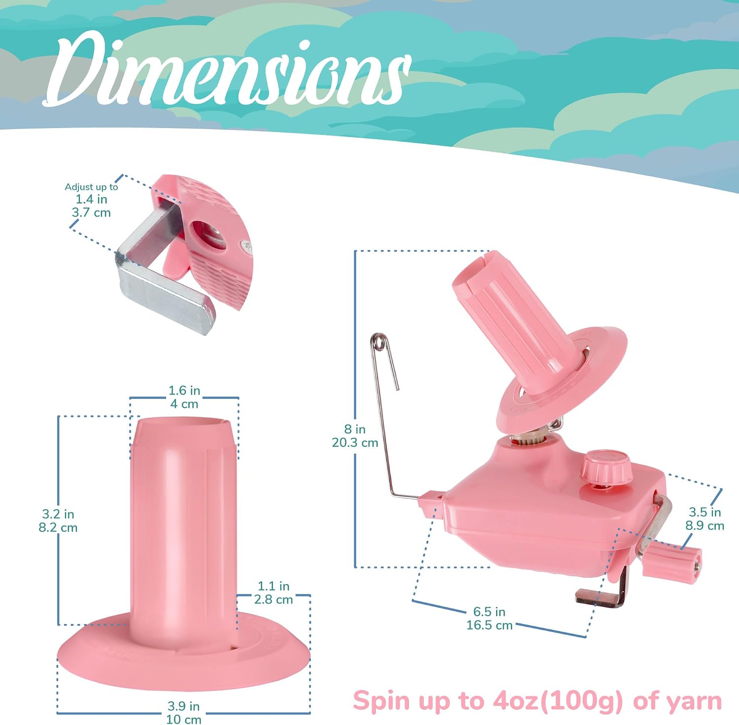BambooMN JubileeYarn Yarn Ball Winder Plastic - Pink - 1 Unit image 2
