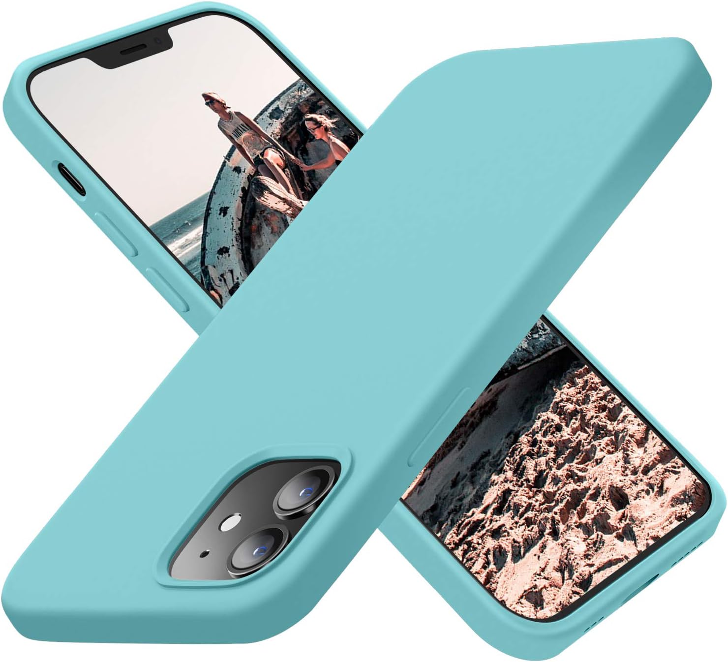 Cordking Designed for iPhone 12 Case, Designed for iPhone 12 Pro Case, Silicone Shockproof Phone Case with [Soft Anti-Scratch Microfiber Lining] 6.1 inch, Sea Blue