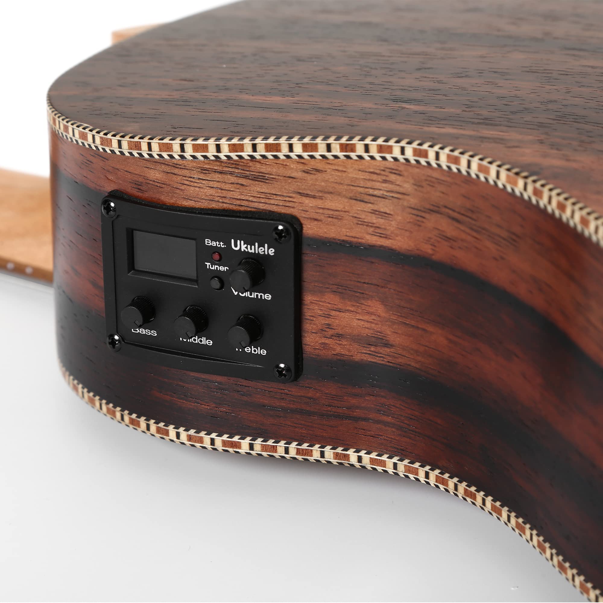Ukulele per mancini, con traliccio, EQ, borsa da gig, cinghia, corde in nylon