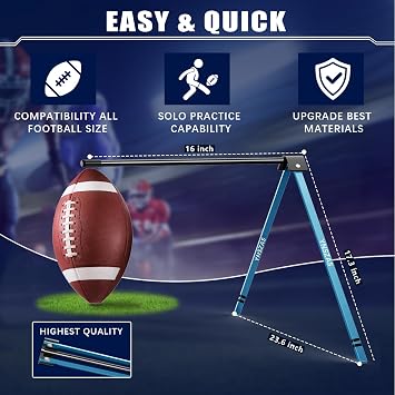 NEW Football Kicking Tee, Portable Field Goal Kicking Holder Stand, Kickoff Tee Compatible with All Football Sizes, Football Training Practice Equipment for Adult & Youth