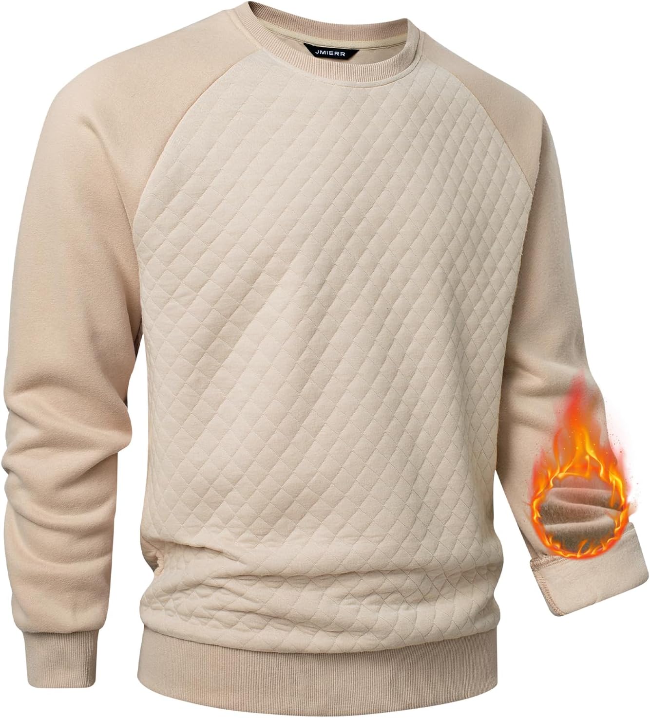 JMIERR Men's 2025 Casual Crewneck Dress Sweatshirts Pullover Fall Fleece Diamond Texture Warm Winter Comfy Long Sleeve - Image 7