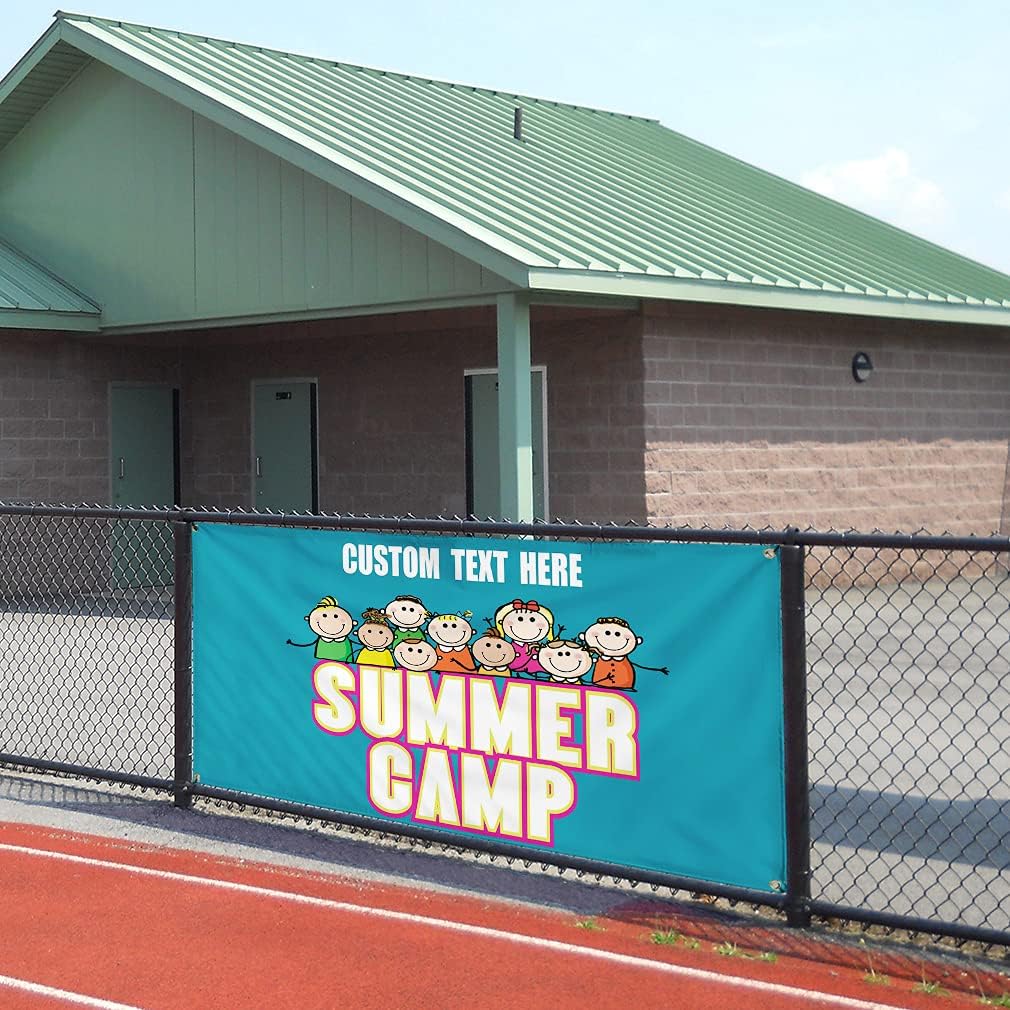 Custom Vinyl Banner Multiple Sizes Summer Camp Outdoor Advertising Printing Boot Camps Outdoor Weatherproof Industrial Yard Signs 4 Grommets Personalized Text Here 24x36Inches