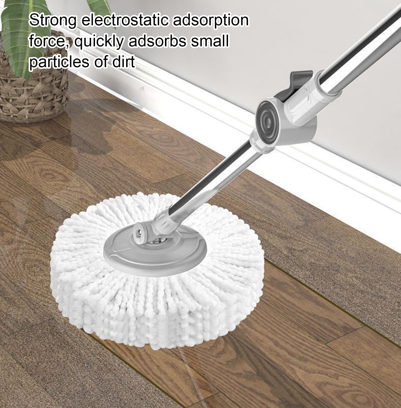 Mop Plano, Limpieza de baño sin Esfuerzo Rotación de 360 °/ergonómico y Ahorro de Tiempo para su Uso en Pisos de Madera, baldosas y mármol en Sala de Estar o Cocina