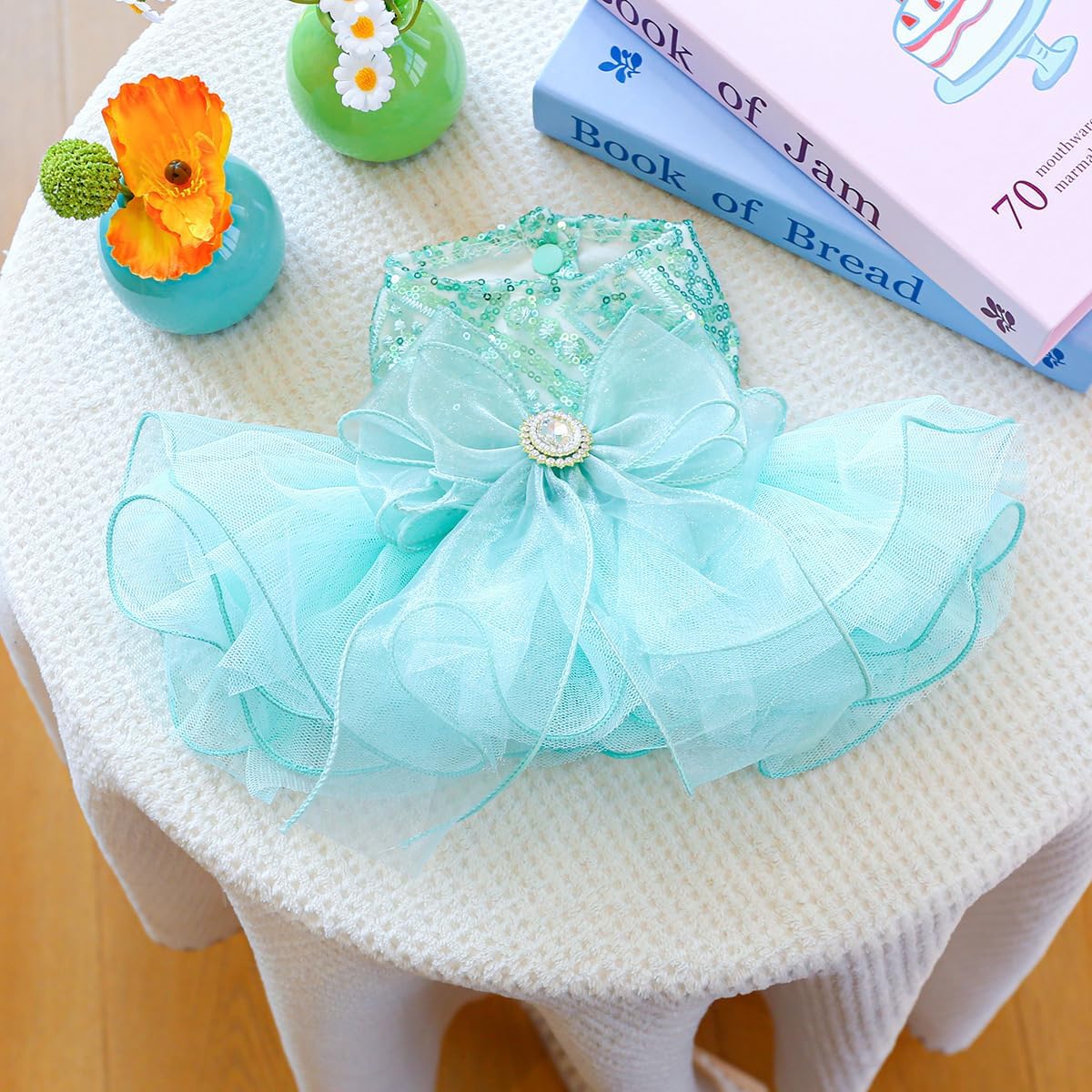 Furbabycare® Elegant Sweet Puppy Dog Blingbling Princess Skirt Pet Dog Lace Cake Camisole Tutu Dress A-Green X-Large image 3