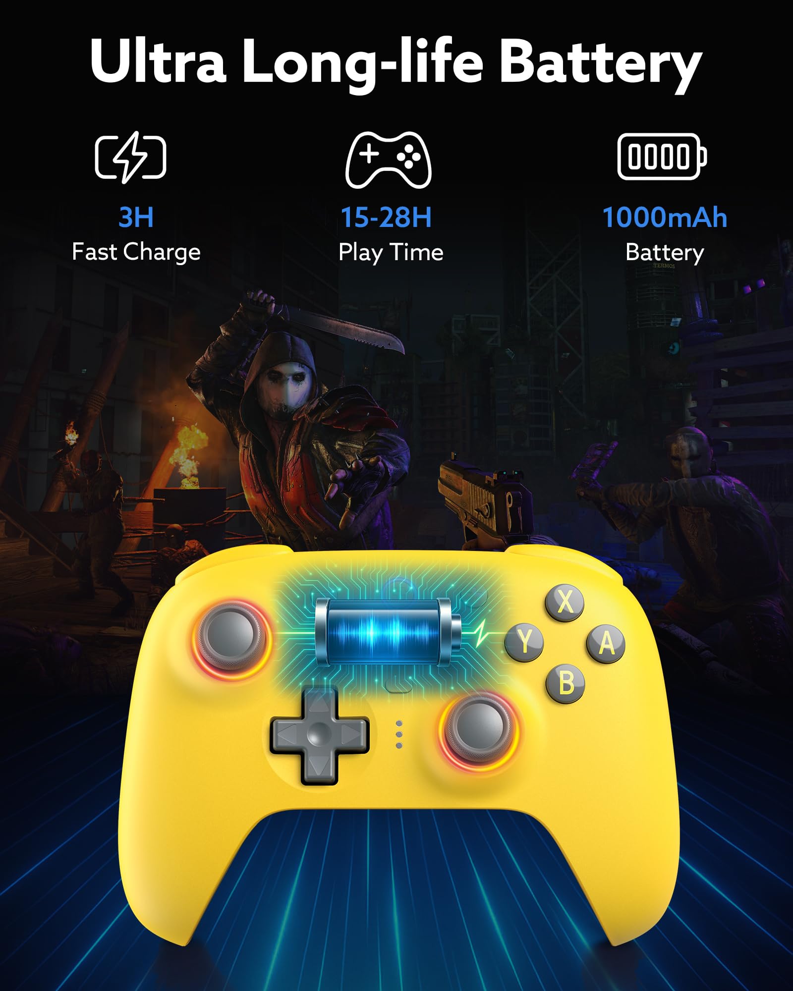 Controller Bluetooth 8Bitdo Ultimate 2 Per Switch 2, Switch, PC Windows, Aggiornamento Joystick TMR, Anello Fuoco RGB, Grilletti Tattili Effetto Hall Commutabili, Vibrazione, L4/R4 Rimappabili, Giallo