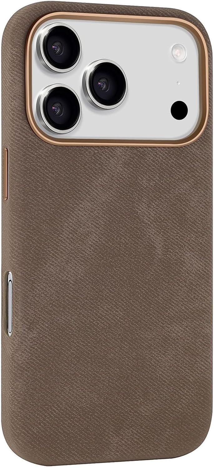 Magnetic Case for iPhone 17/17 Air/17 Pro/17 Pro Max, with Metal Frame Lens Protection Case Non Slip Anti-Fingerprint Leather Cover(Blue,17 Air)
