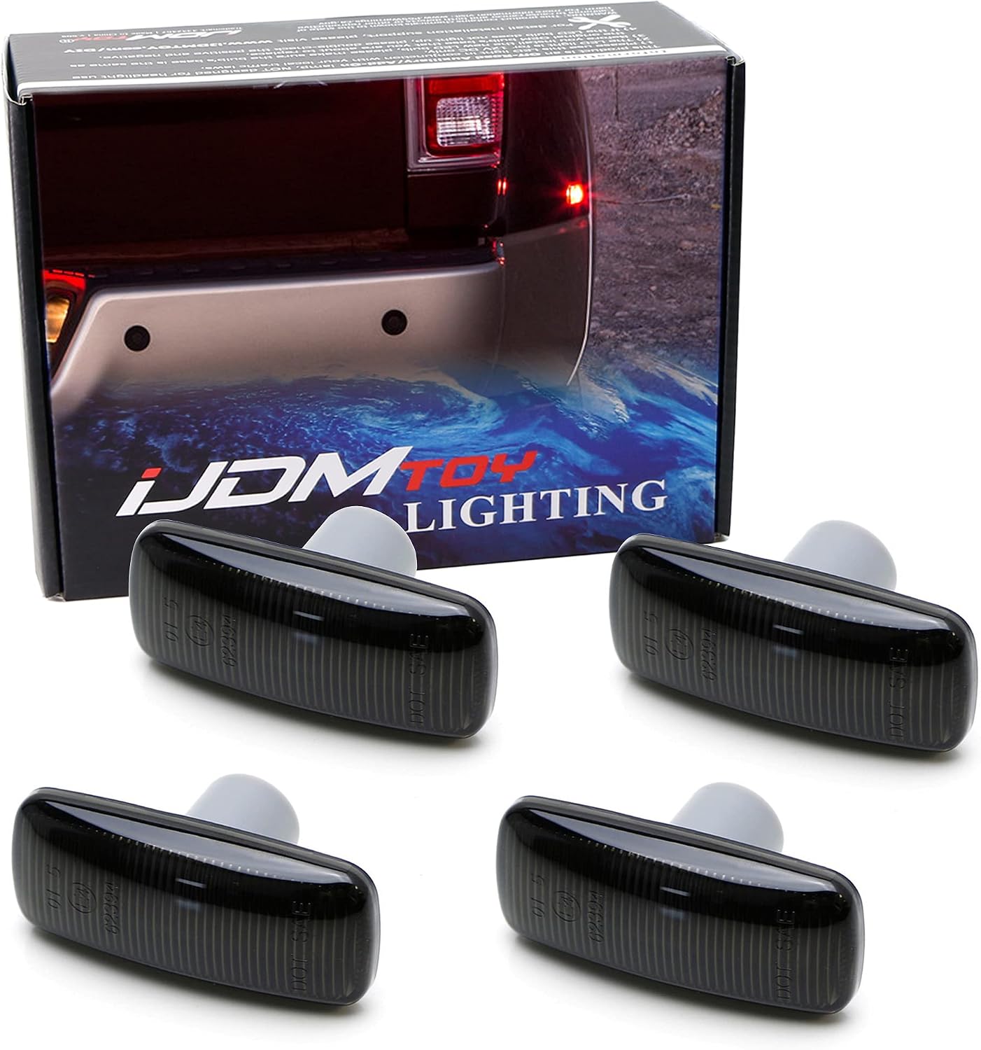 iJDMTOY Smoked Lens Amber/Red Full LED Trunk Bed Marker Lights Set Compatible With 2010-18 Dodge RAM 2500HD 3500HD Truck Double Wheel Side Fenders, Powered by Total 48 LED