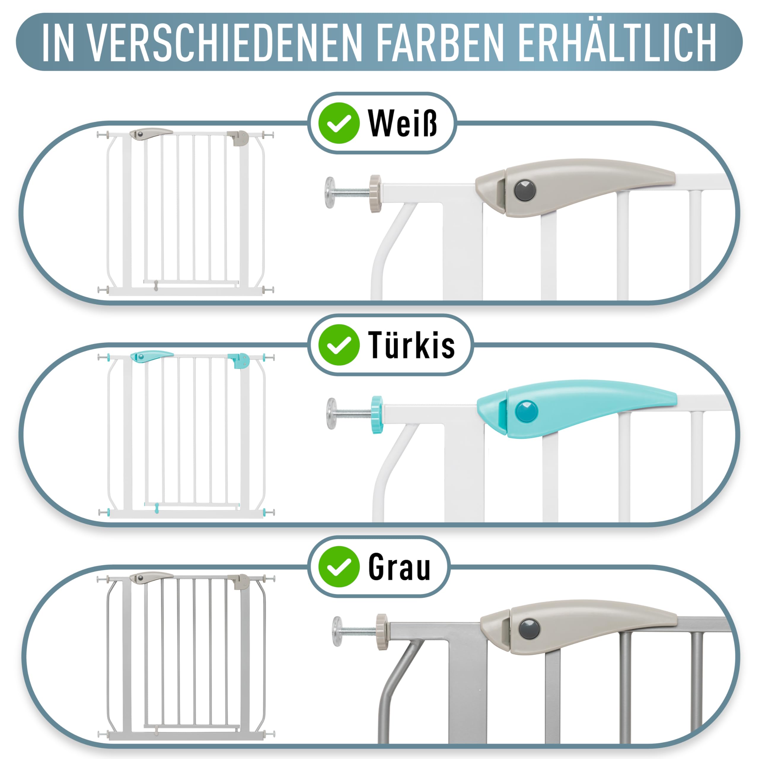 Treppenschutzgitter Berrin - Türschutzgitter für Babys, Ohne Bohren, Schwarz, Breite: 58-66 cm