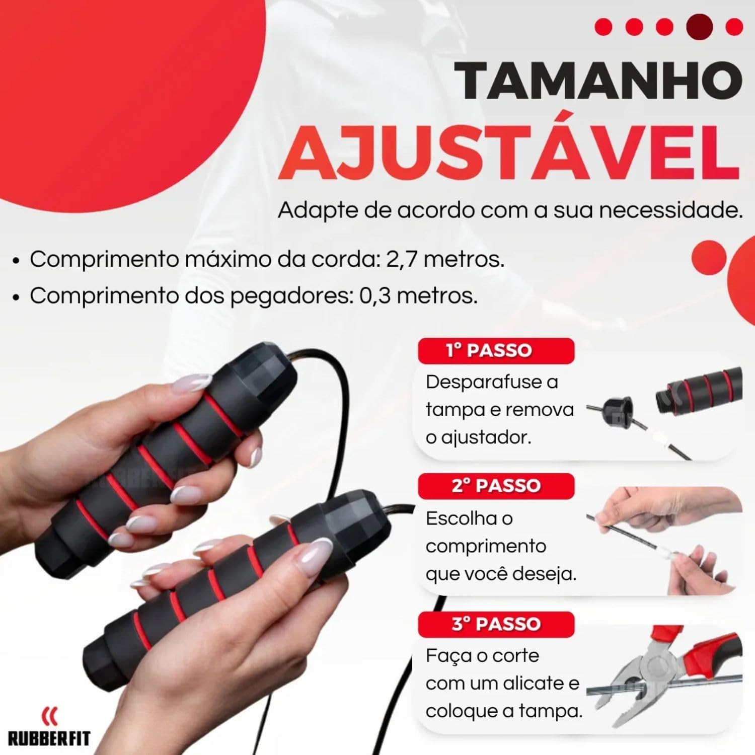 Corda de Pular Speed Rope profissional Cross com Rolamento Cabo de Aço Premium Rubber Fit