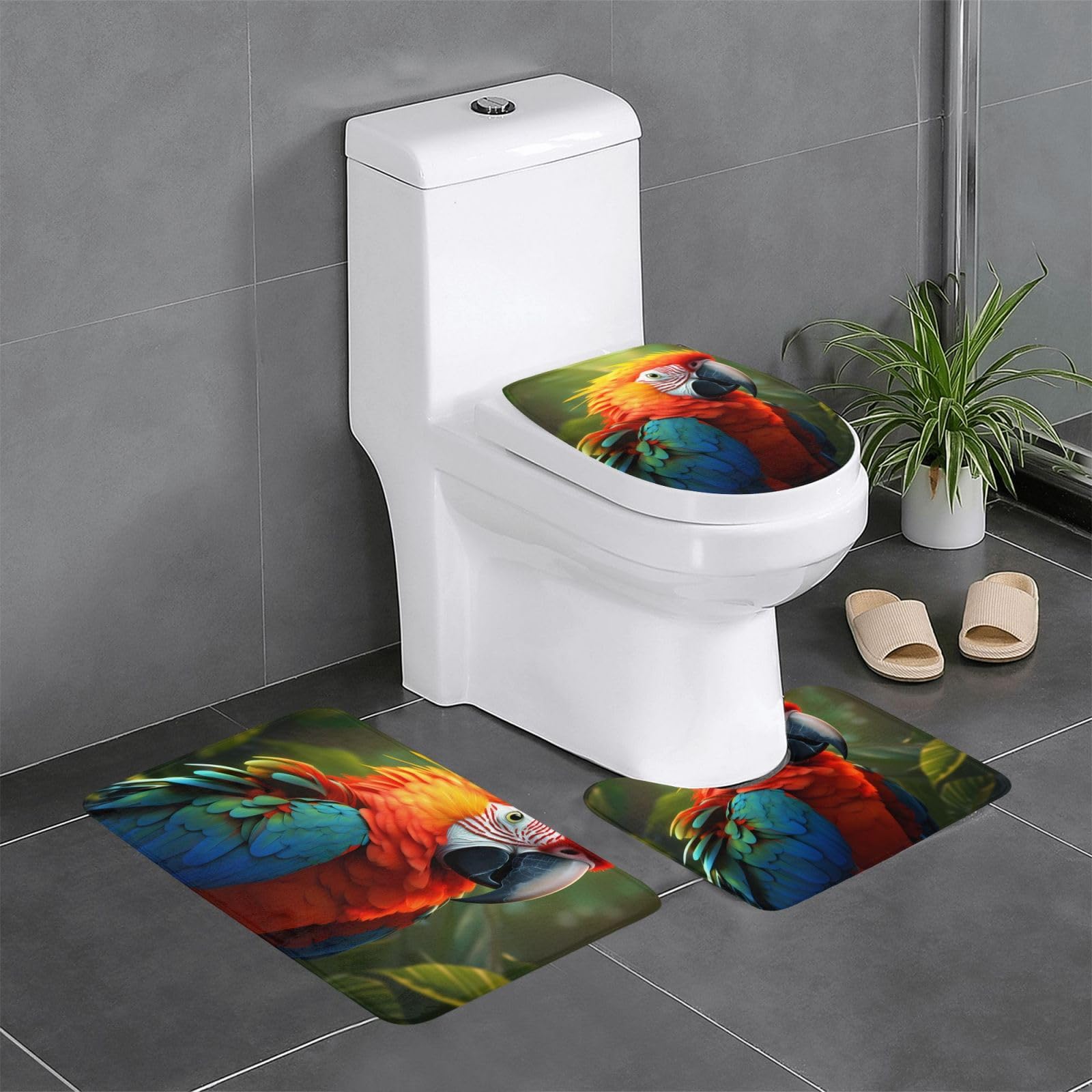 Tapis de bain séchage rapide lot de 3 antidérapant perroquet