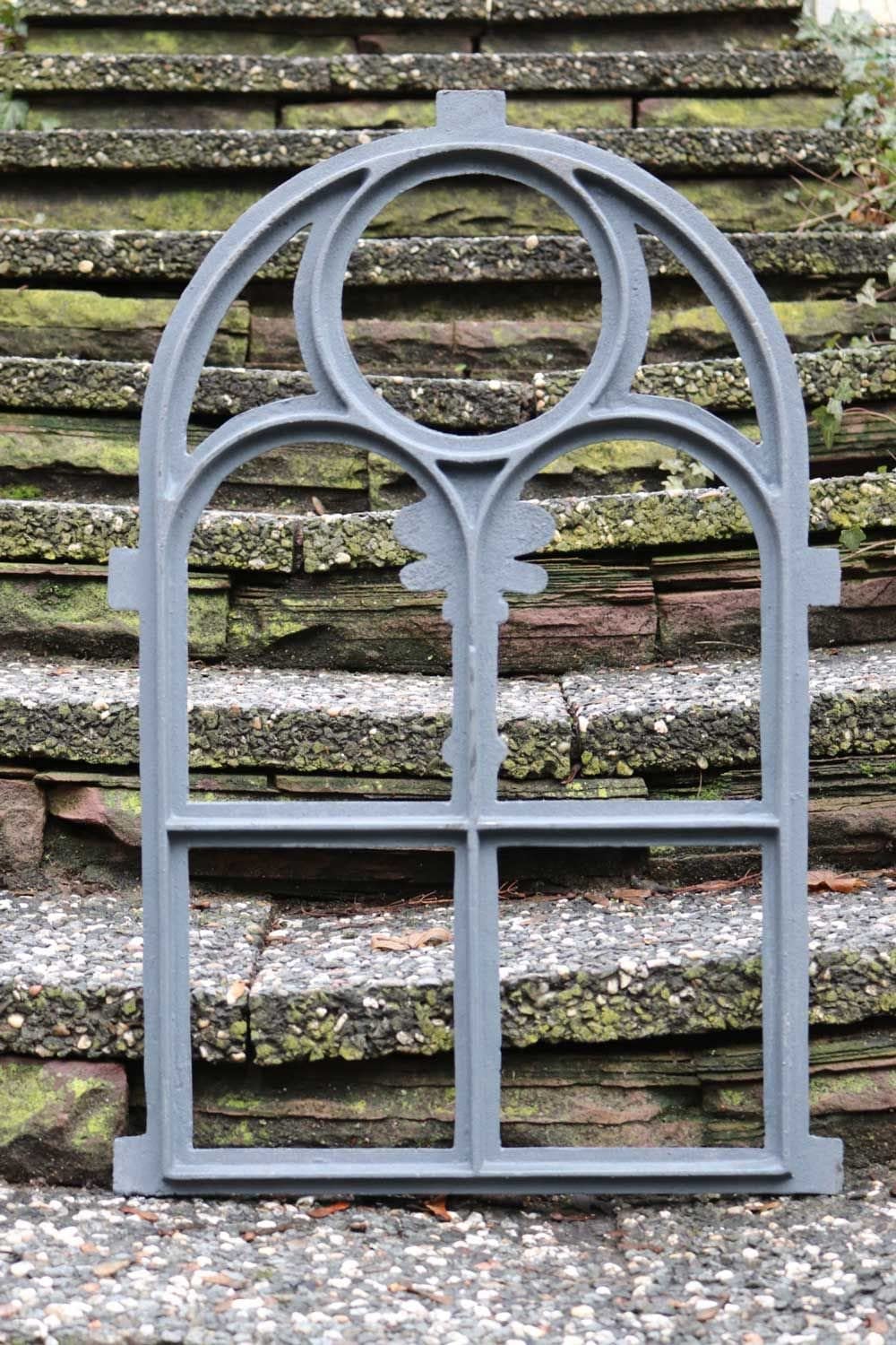 Fenêtre Décorative Grange Style Antique - Fer Gris - 46x74cm - Aubaho