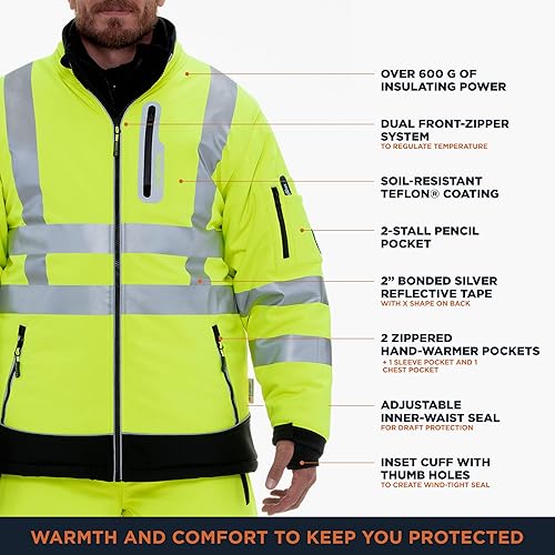 Miniatura 3 de RefrigiWear Chaqueta HiVis Extreme Softshell, abrigo aislante, clasificación de comodidad de -60F