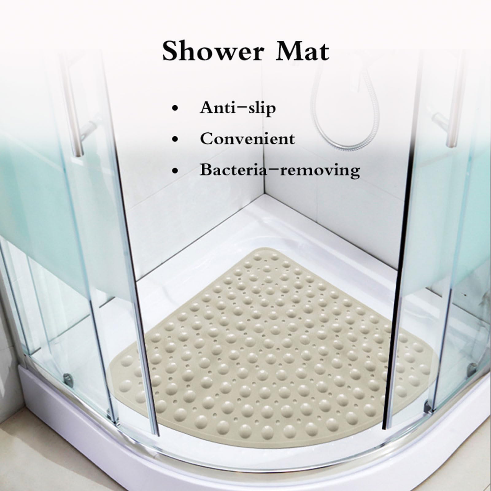 Tappetino da doccia antiscivolo in luffa con angolo di scarico, tappetino da bagno per doccia, design antiscivolo e antibatterico per la sicurezza, ideale per piccoli spazi