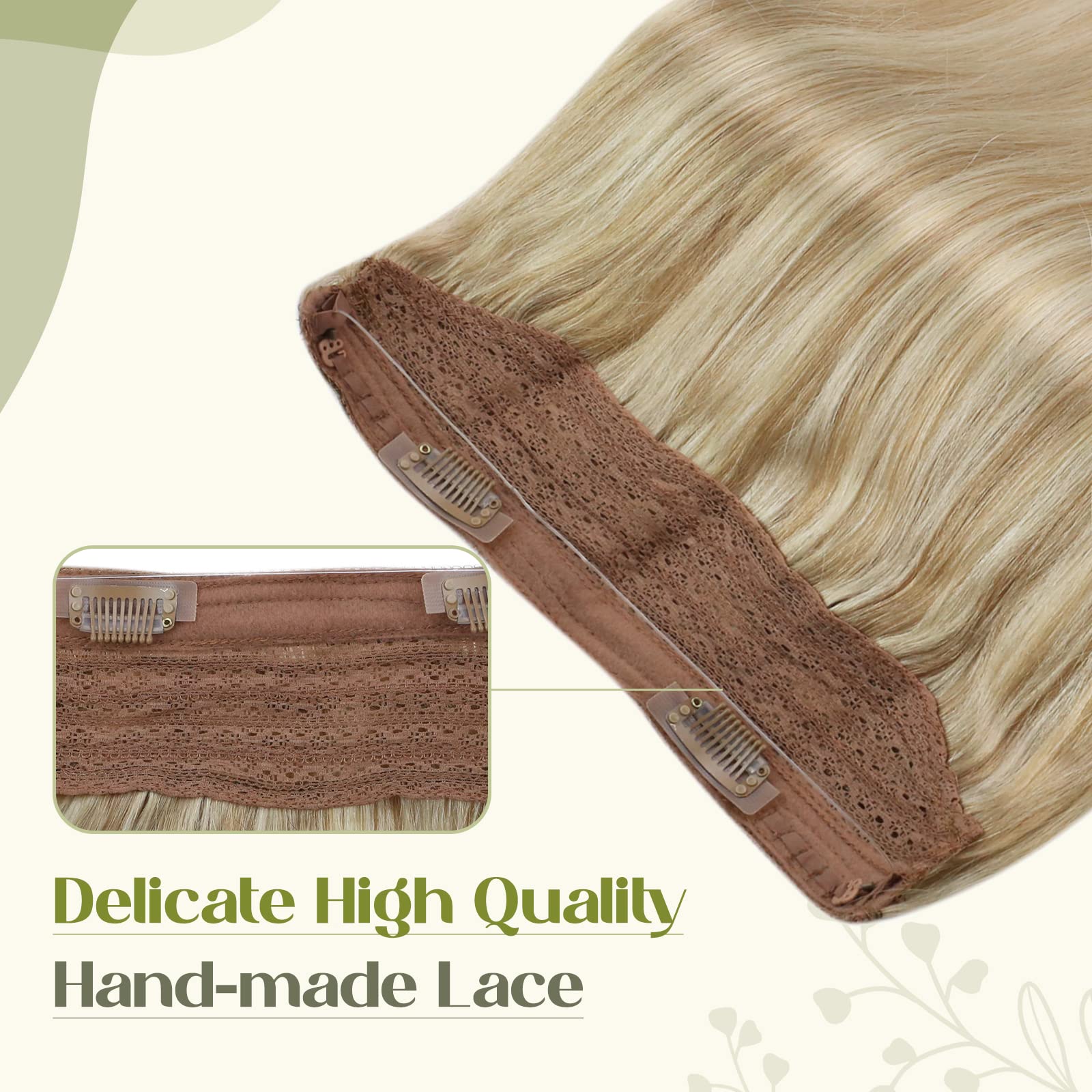 Fshine Filo Invisibile Extension Capelli Veri 45CM 80g Extension Color 16 Golden Bionda Highlight Con 22 Biondo Chiaro Capelli Secret Filo Extension Lisci Capelli Human Hair