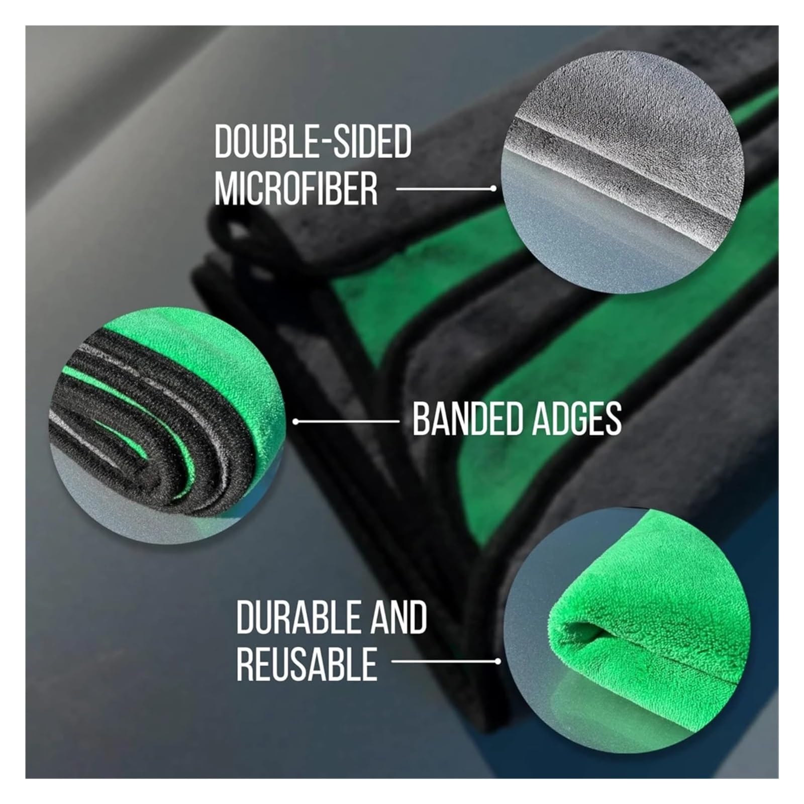 20Pcs Ultra-Fine Microfiber Car Wash Towels - Thickened Grey Green Cleaning Cloths for Car Care and Drying 30x40cm — view 4