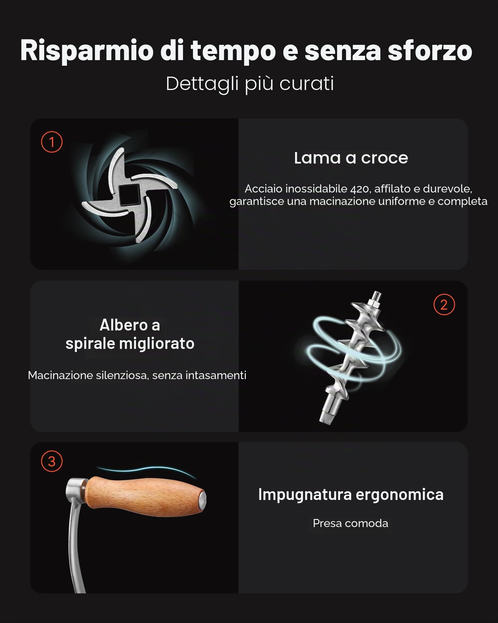 VEVOR Tritacarne Manuale per Impieghi Gravosi, Tritacarne in Acciaio Inossidabile 304 Diametro 8/8,3 cm, Uso per Macinazione di Verdure, Noci, Carne di Maiale, Manzo, Pollo, Pepe, Aglio, Arachidi, ecc