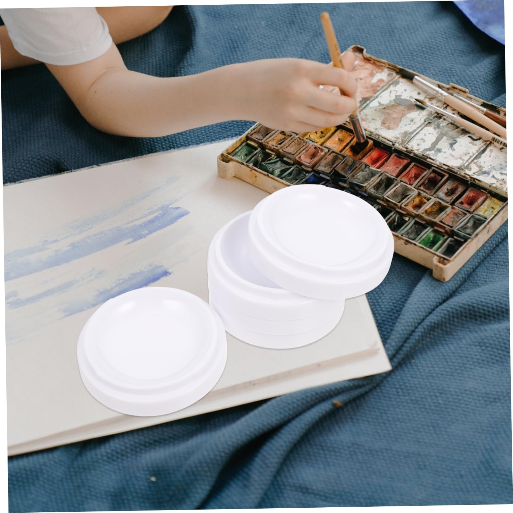 ERINGOGO 1Pc Wave Design Ceramic Color Palette for Watercolor Oil Paint Mixing Lightweight Easy to Clean Art Tray for Artists Students and Craftsmen