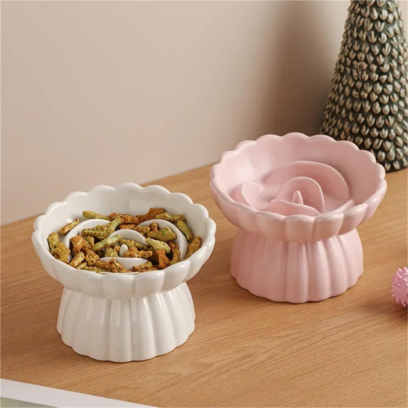 Gamelle surélevée en céramique pour chat - Anti-suffocation - Anti-ingestion - Fournitures pour chiens - Rose