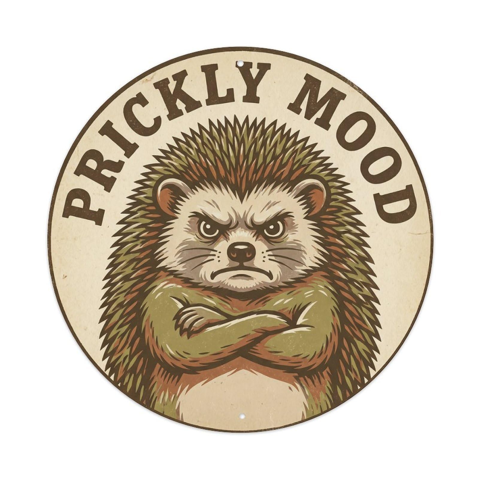 Comic Hedgehog Woodland Wildlife Prickly Humor Vintage Metal Tin Sign