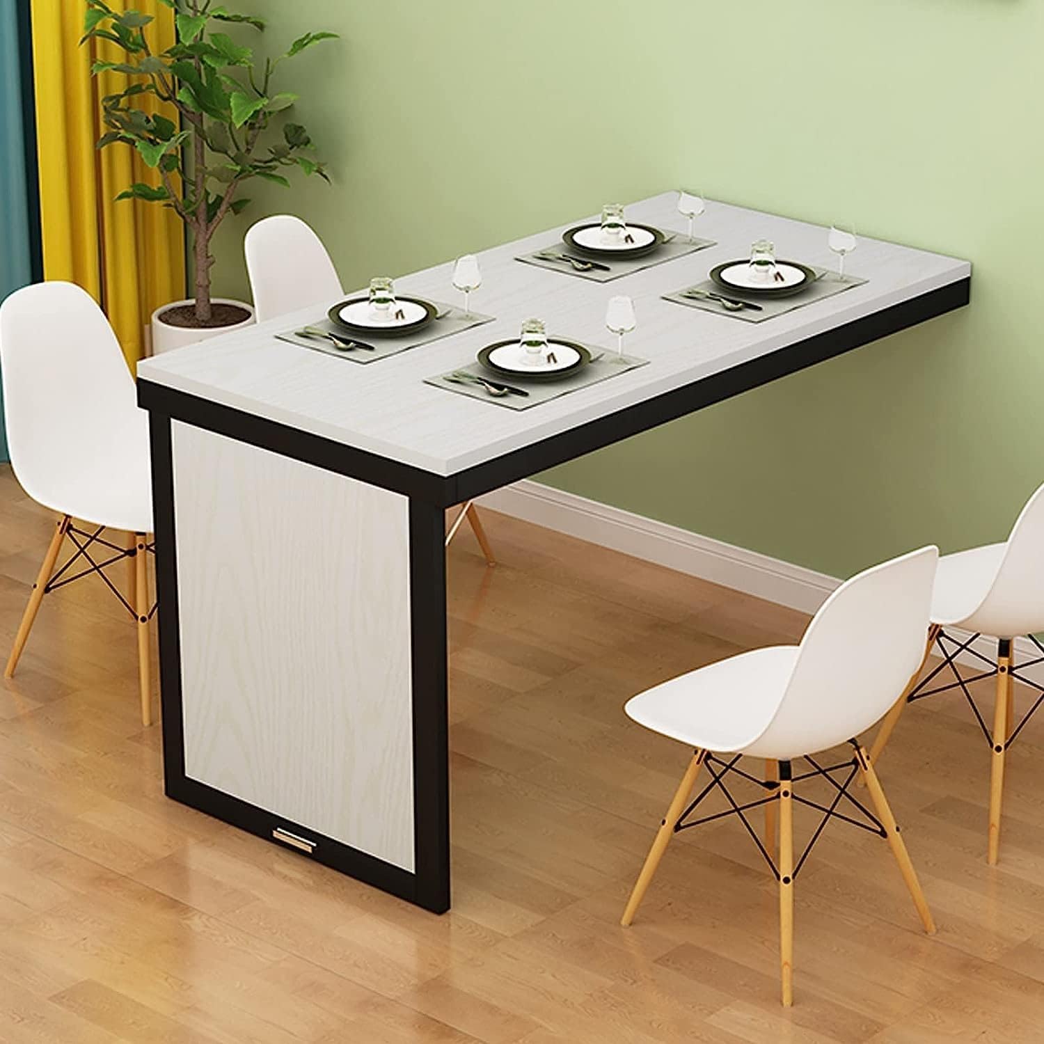 KLGFBDC Wall-Mounted Folding Table for Small Spaces - Convertible Kitchen Office & Bedroom Storage Solution Space-Saving Fold-Up Desk for Computers & Dining