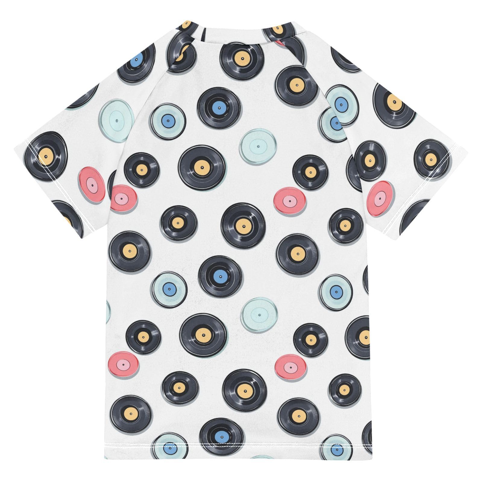 Kids Bathing Suits Boys Short Sleeve Little Girls Swimsuit 4T Vinyl Records Music White