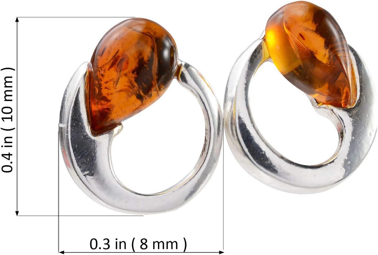 Amber Earrings - Baltic Honey Amber Stud Earrings "Nelia" - Sterling Silver Jewelry Collection - Image 2