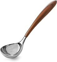 Vista 10 de Nambé Curvo Cuchara de Servir, Cuenco de Acero Inoxidable de 13 x 3" con Mango de Madera de Acacia, Utensilio Moderno de Mesa para Servir