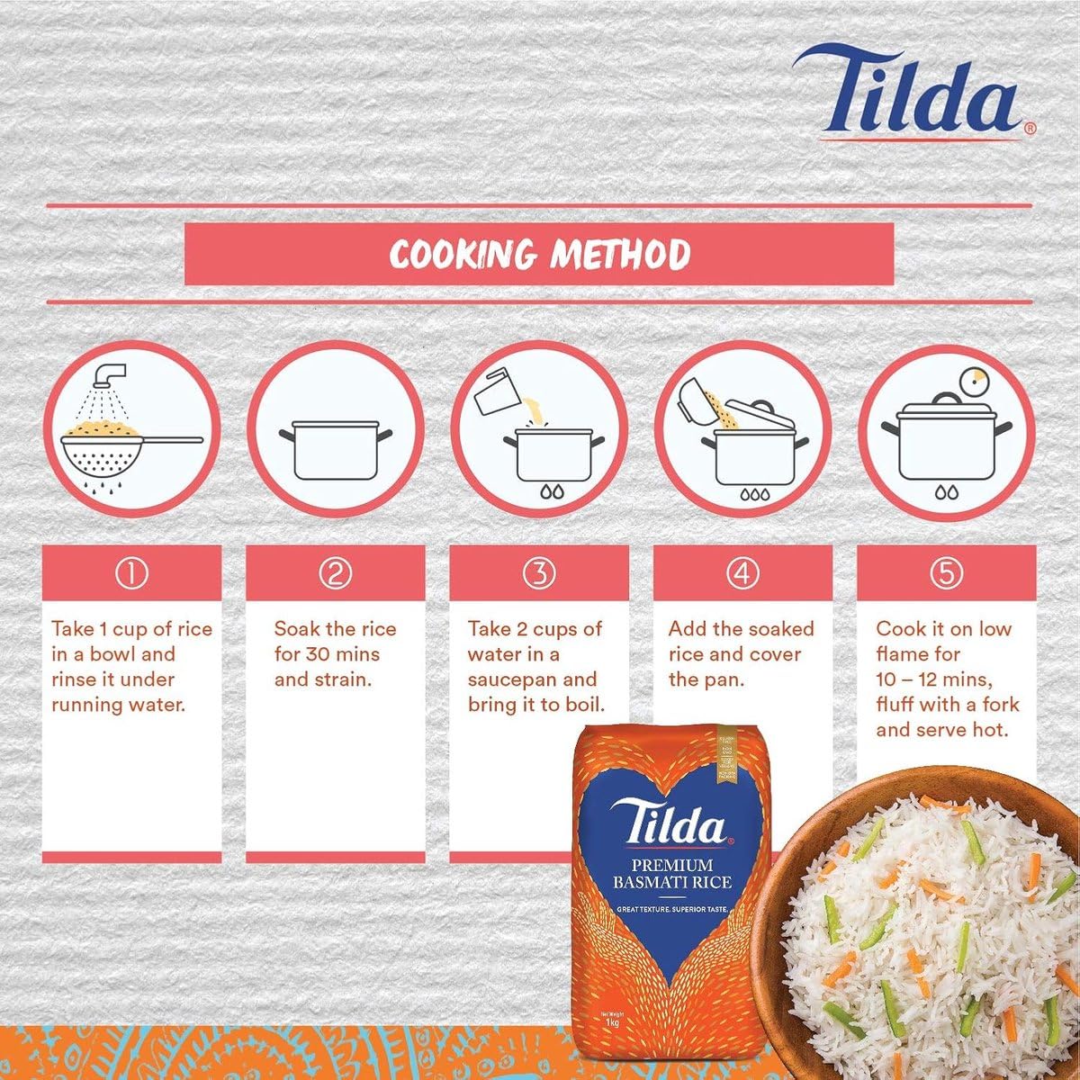 Tilda Golden Sella Basmatireis 4 x 5 kg - Vorgedämpfter Premium-Basmati | Extra lange Körner | Nicht klebend & aromatisch | Ideal für Biryani, Curry, Pilaw Mit Kajal Aufkleber