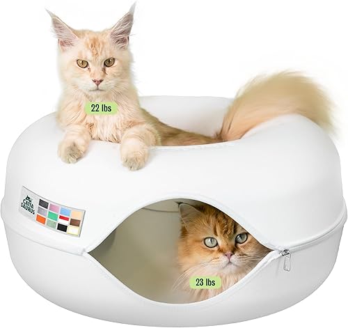 Miniatura 24 de Cattasaurus Peekaboo - Cueva para gatos, extra espaciosa para múltiples y grandes gatos de más de 12 libras, camas desmontables para gatos de