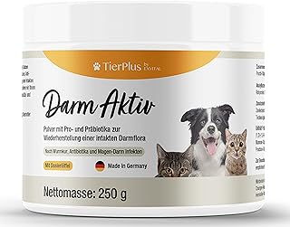 TierPlus intestinal active powder for dogs and cats, probiotics and prebiotics for healthy intestinal flora after diarrhoea, worm treatment, antibiotics and gastrointestinal product image